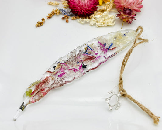6" Hydrangea Feather Bookmark