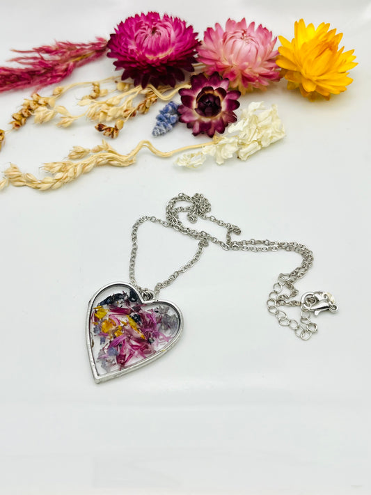 Purple Aster Heart Necklace